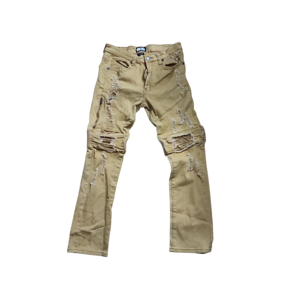 Men's Slim Fit Distressed Jeans - Tan